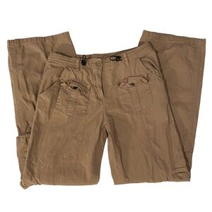 Brandy Melville Tan Cargo Pants Drawstring Waist Pockets Women's Size XS S